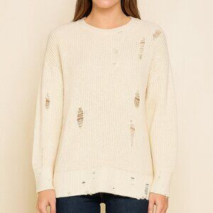 IRO Plexa Distressed Knit Sweater Ivory Size Small